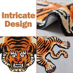 Tibetan Tiger Area Rug, 5×3.3 ft, Tufted High Pile, Machine Washable