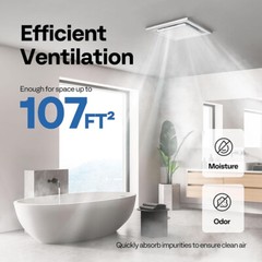 165 CFM Bathroom Exhaust Fan with 6500K LED Light & 4″ Duct Hose 2.5 Sones Fan