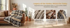 Premium Ecuador Alpaca Wool Blanket Handmade Andean Warm Sofa Bed Throw