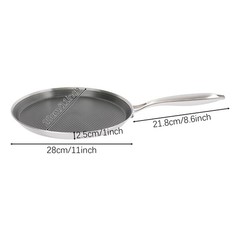 11in Stainless Steel Crepe Pan Pancake Pan Non Stick Cooking Pan For Kitchen