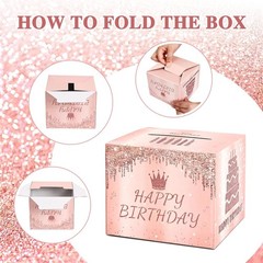 Birthday Money Pull Box for Cash with DIY Self-Adhesive Stickers for Any Age,