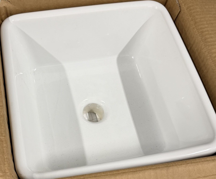 Porcher Equility Petite Square Vessel White Ceramic No Hole 15110-00.001