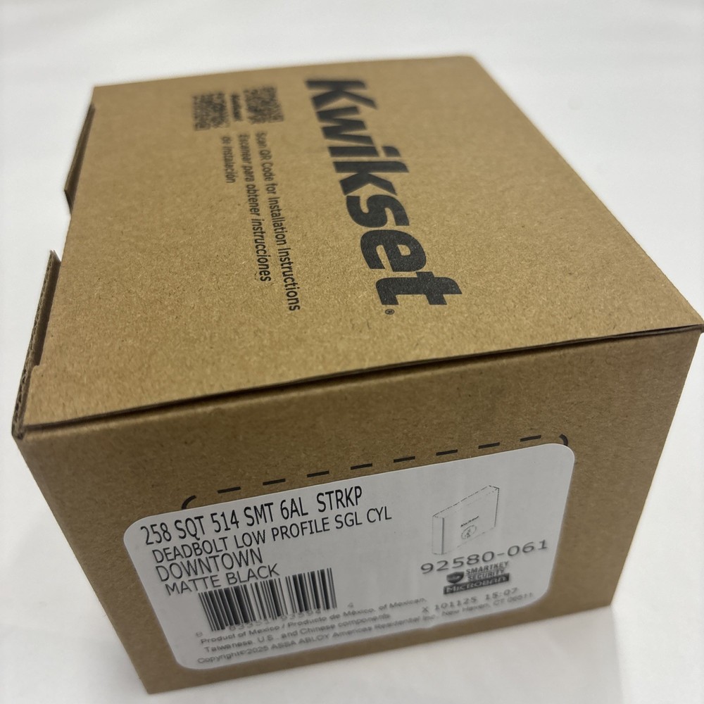 Kwikset Downtown Modern Smartkey Matte Black Square Contemporary Deadbolt Lock