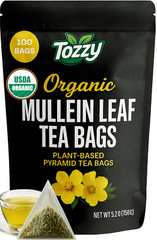Organic Mullein Leaf Tea Bags – 100 Count (Plant-Based Pyramid Tea Bags)