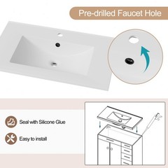 30″ Single Sink Vanity Top Undermount Bathroom Sink