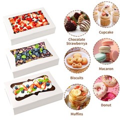 48 pcs Bakery Boxes 12x8x2.5 Inches 3Style Windows Cookie Boxes Treat Boxes w…