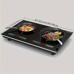 Induction Cooktop Electric Cooktop 2 Burner Glass Cooktop Stove 110V 4000W Touch