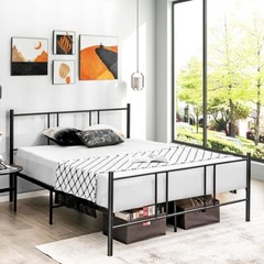 Full Size Platform Bed Frame Heavy Duty Bedroom With High Headboard & Footboard