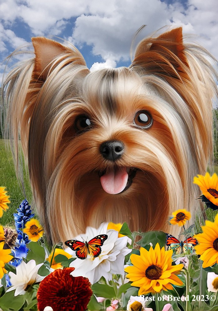 Silky Terrier Silver/Tan Summer Fields Flag
