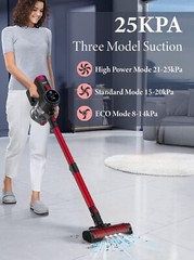 VYKLO 55Min Cordless Handheld Stick Vacuum Cleaner Floor Carpet Xtra Battery Red