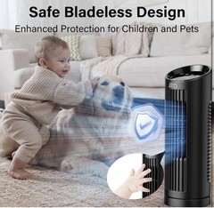 13” Tower Fan for Bedroom, Quiet Cooling Desk Fan with Remote, 80° Oscillating