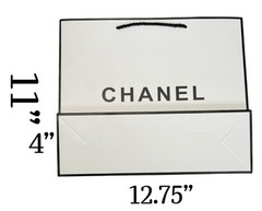 New Chanel Classic White Black MED Shopping Gift Bag 12.75” x 11” x 4”