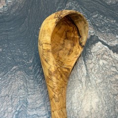 10″ Olive Wood Ladle Handmade in Tunisia, Gorgeous Unique Wood Characteristics
