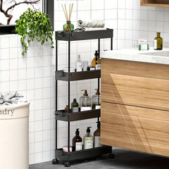 Slim Rolling Storage Cart 4 Tier Organizer Mobile Shelving Unit Utility Cart Tow