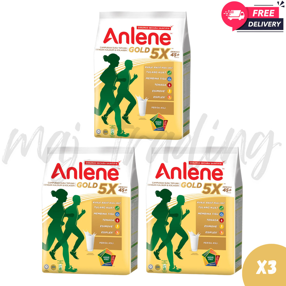 3x Anlene Gold 5X Milk Powder 1kg Adult 45+ Years Old Or Older Free Shipping