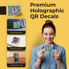 Custom QR Code Holographic Stickers 100 Pack Personalized Waterproof Business
