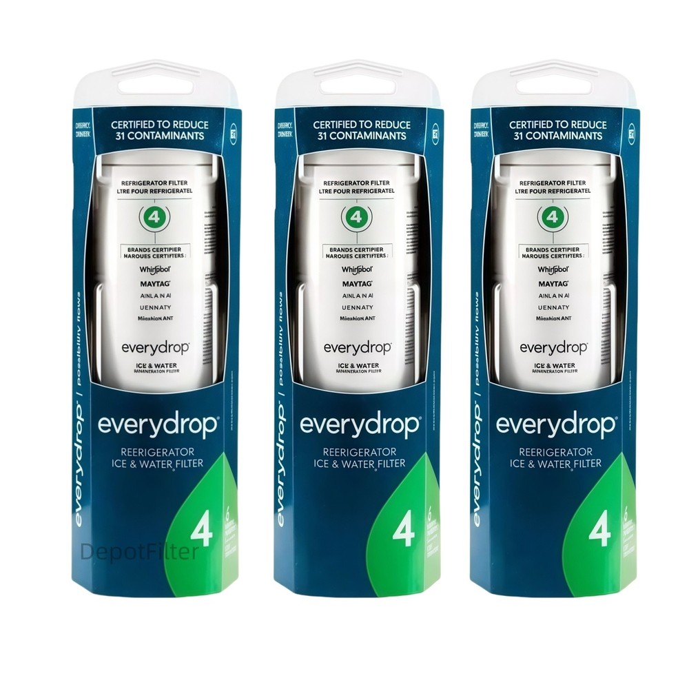 E very D²rop by 3 Pack Ice and Water Refrigerator Filter 4 ED²R4RXD1 Sealed NEW