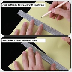 JJUNW 3 Pcs Deckle Edge Ruler Carbon Steel Metal Paper Tearing Ruler Craft Ru
