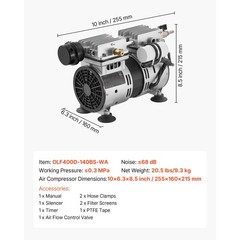Uimoso Pond Aerator for Lakes up to 3Acres with 5.2CFM 3/4HP Air Compressor 550W