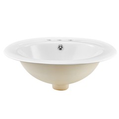 Uimoso Semi-Recessed Bathroom Sink Drop-In Undermount Sink 19 x 16.7in Ceramic
