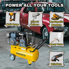 OMORFO 13 Gallon GAS POWERED Air Compressor, 7HP, 10CFM@145PSI or 14CFM@116PSI