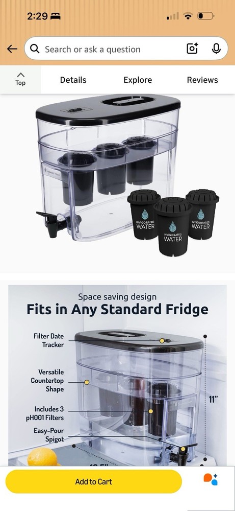 Invigorated Water Alkaline Countertop Dispenser PH001 300 gal Black Pack of 3