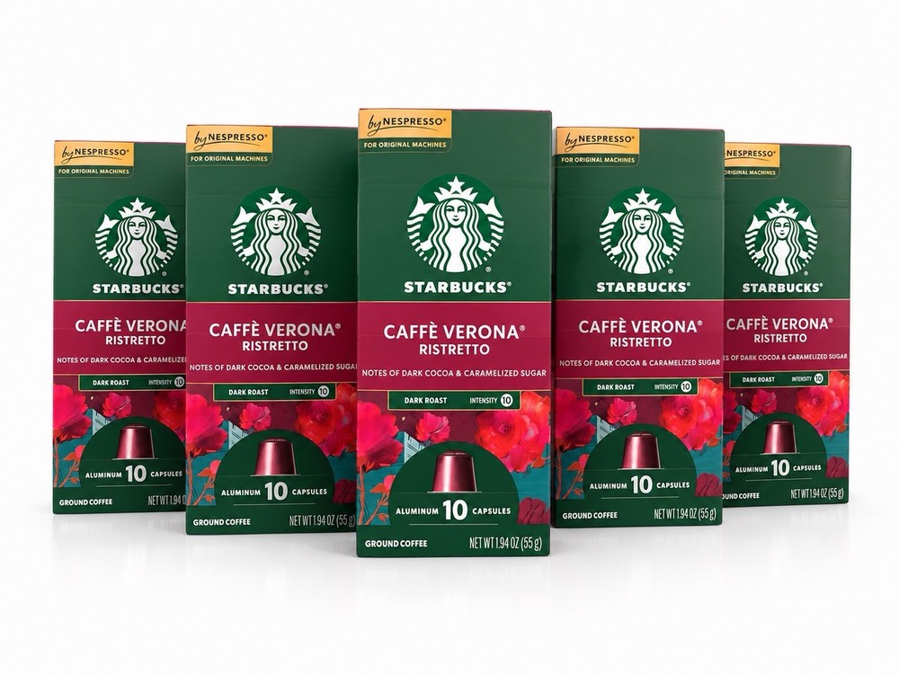 5 BOXES 50 NEW Starbucks by Nespresso Caffe Verona Ristretto Dark Roast Capsules