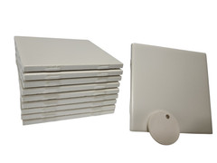 Beige Ceramic Tile 4.25 in Almond Bone Matte Subway Square Mid Century Modern