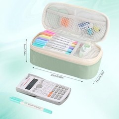 Pencil Case for Girls Kids Teens Adults Large Pencil Bag with Zipper A-Green