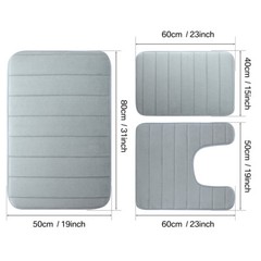 Memory Foam 3PCS Bathroom Rug Absorbent Bath Mat Set Small Large and Contour Rug
