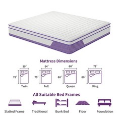 12/14 Inch Twin Full King Queen Mattress in a Box Gel Memory Foam Pocket Spring