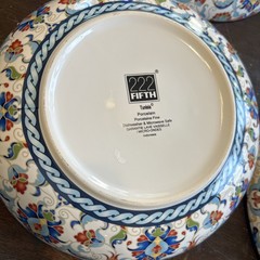 222 FIFTH Tunisia Pattern, Set of 4 Pasta or Soup Bowls, 9.5″ Porcelain Pristine