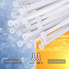 100 PCS WHITE CABLE ZIP TIES Heavy Duty UV Resistant UL 8″ 12″ 15″ 18″ 24″ 175LB
