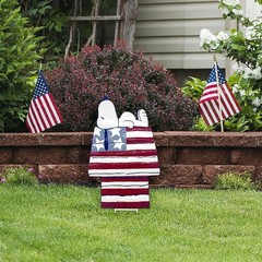 18IN Peanuts Metal Snoopy Woodstock Patriotic 4th of July Garden Indoor Outdoor