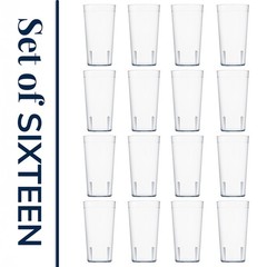 US Acrylic Cafe Plastic Reusable Tumblers (Set of 16) 20-ounce Water Cups in …