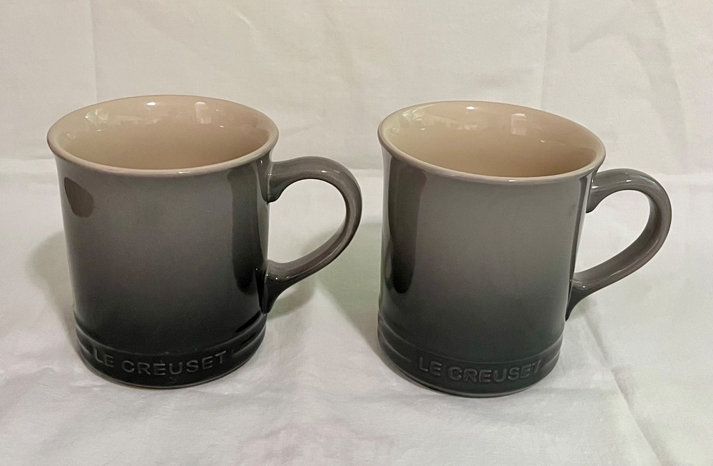 Le Creuset Flint Gray Ombre Choix Stoneware Coffee Mugs Set of 2 – 400mi~ 14 oz