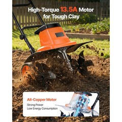 Uimoso Corded Electric Garden Tiller, 18-Inch, 13.5-Amp Lawn Cultivator