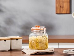 Square Fermentation Jar, 1 Liters Glass Fermenting Jar for Making Sauerkraut,…