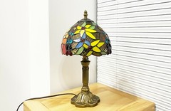US Dia 8″ H14.5″ Retro Handmade Stained Glass Rose Tiffany Table Accent Lamp