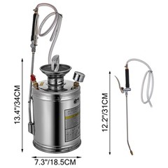 VEVOR Stainless Steel Sprayer 1 Gallon Pump Sprayer w/ 3.3-inch Reinforced Hose