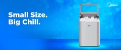 Midea Countertop Bullet Ice Maker 26.5 lb 2 Sizes Fast 6‑Min Ice Auto‑Clean Port