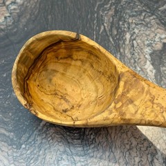 10″ Olive Wood Ladle Handmade in Tunisia, Gorgeous Unique Wood Characteristics