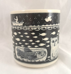 Taylor & NG 1976 Cat Fisherman Boat Fish 3.5” High Ceramic Coffee Mug
