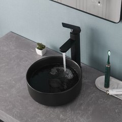 Black Ceramic Sink Bathroom Sink Basin Bowl Countertop Vessel With Pop up Drain
