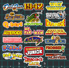 20 Classic Arcade Logo Stickers – White, Clear or Holographic – Vinyl