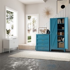 71″ Tall Pantry Cabinet, Blue Metal Pantry Storage Cabinet