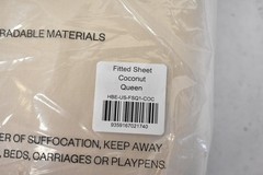 HOMMEY Queen Fitted Sheet Beige Coconut Contemporary Adults Biodegradable Bag