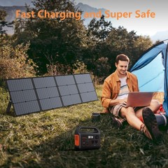 MHPOWOS 220W Portable Solar Panel Foldable IP67 7-in-1 Cable for Power Station
