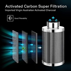 VIVOSUN 4/6/8″ Air Carbon Filter 38mm Charcoal Bed w/ Pre-Filter for Inline Fan
