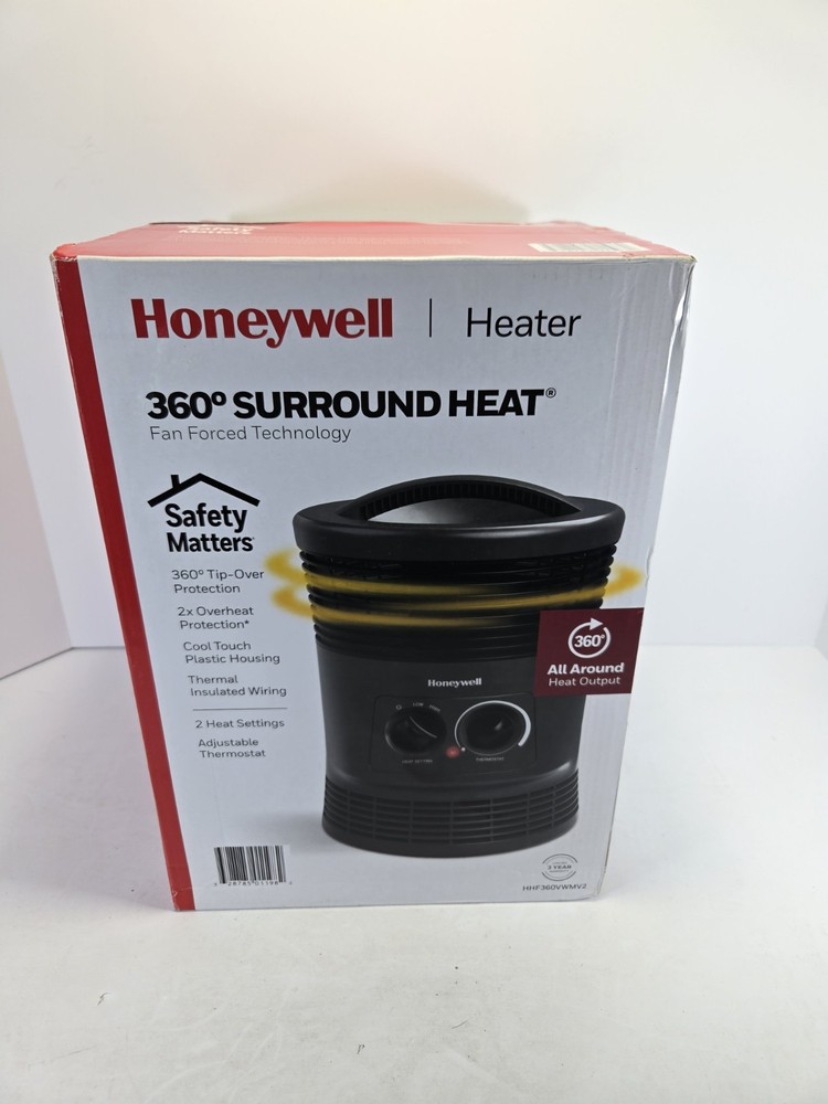 Honeywell HHF360V-1500W 360 Degree Surround Fan Forced Heater Black